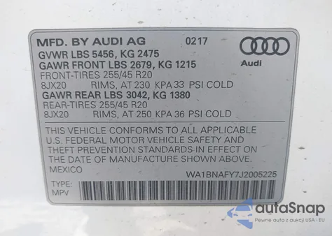 2018 Audi Q5 2.0T Premium/2.0T Tech Premium from USA, damaged, VIN WA1BNAFY7J2005225